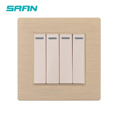 China Modern Wall Switch 86type Aluminum Alloy 4gang 1way Wall Switch Light Sran Style Sound Electric Wall Switch for sale