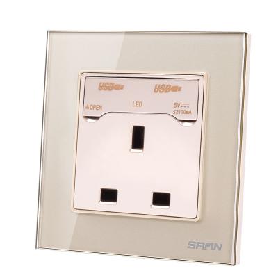 China Dual USB Charging Ports Wholesale BS 13A Wall Socket With 2 USB Charger for sale