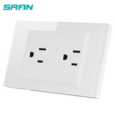 China Residential / Multipurpose Sran Wall Double 3 Pole Electric Power Glass Panel Us Plug for sale