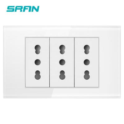 China 118*72 SRAN 118 Triple Socket Tempered Glass Wall Socket Italian Type Function Key Wall Power Socket for sale