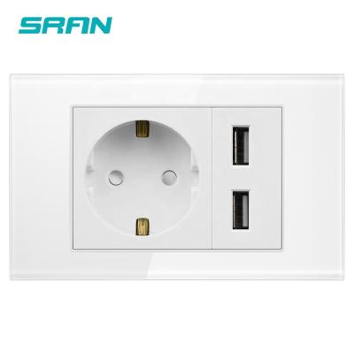 China 118 Type 118*72 SRAN USB Power Socket Tempered Glass Panel Wall Power Socket From Germany for sale