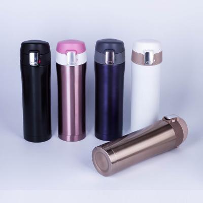 China New Design Business One Touch Button Modern Stainless Steel Water Bottle Tumbler Double Wall Smart Bottle for sale