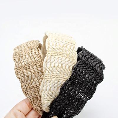 China Straw Headband Trendy Straw Headbands Handmade Woven Fashion Lady Fashional Pretty Pretty For Women Hair Accessories for sale