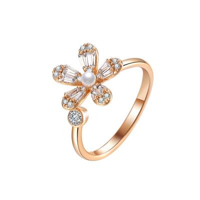 China New FASHIONABLE Diamond Engagement Bands Rings 18k Rose Gold Adjustable Zircon Daisy Flower Open Rings for sale