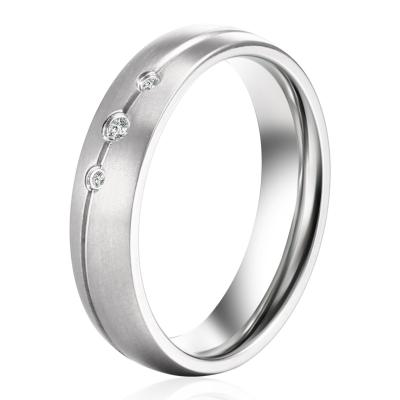 China 2021 TRENDY Jewelry Classic Design Couple Round Zirconia CZ Stone Setting Pure Titanium Steel Women's Titanium Rings for sale