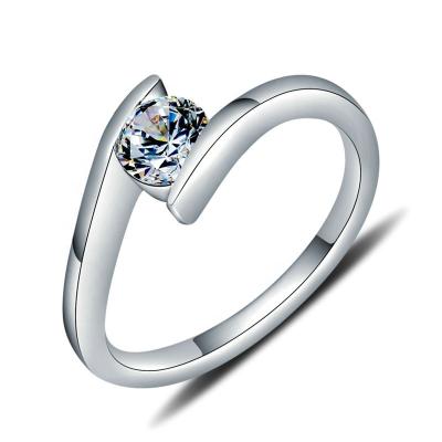 China Brilliant Designed Simple Romantic 925 Sterling Silver Cz Rings Women's Brilliant Round Cut CZ Ring for sale