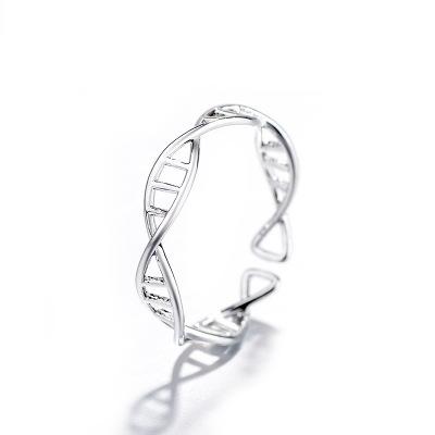 China FASHIONABLE Minimalist Genetic Line 925 Sterling Silver DNA Rings Shape DNA Double Helix Rings For Women Men for sale