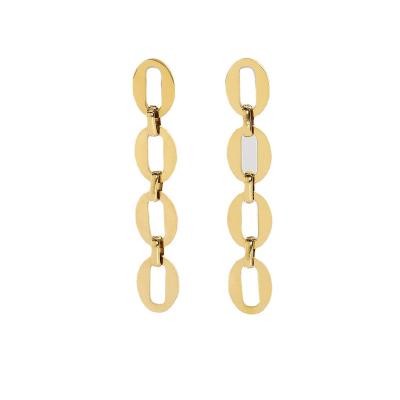 China Hiphop Women's Gold Plated Drop Dangle Link Earrings Wedding Jewelry Stainless Steel Chain Link Earrings for sale