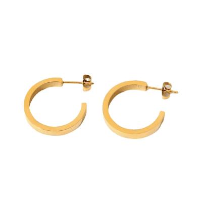 China Hiphop 2021 Trend Fashion Gold Plated C Earrings Shape Stud Earrings With Stainless Steel Material for sale