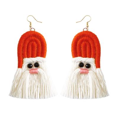 China New Christmas Drop Earrings 2022 Personality Christmas Bohemian Tassel Dangle Handmade Cotton Woven Earrings for sale