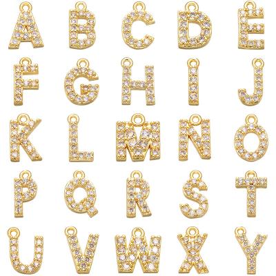 China Small CZ Charms Stone Casual / Sporty Jewelry Gold Plated 26 Initial English Letter Pendant for sale