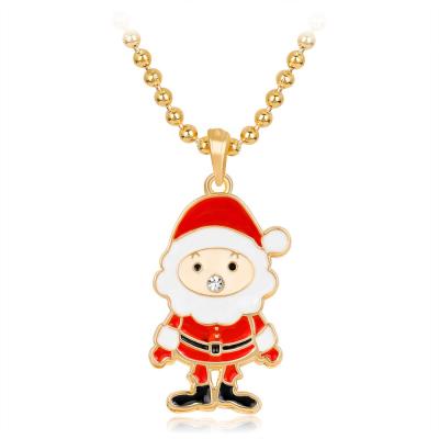 China Colorful Christmas Santa Claus Alloy Charms Christmas Pendant New Year Gift Jewelry Alloy Enamel Pendant for sale