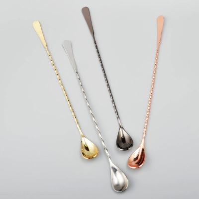 China Long viable design stainless steel attractive spiral cocktail spoon perfect for mixing and layering drinks for sale