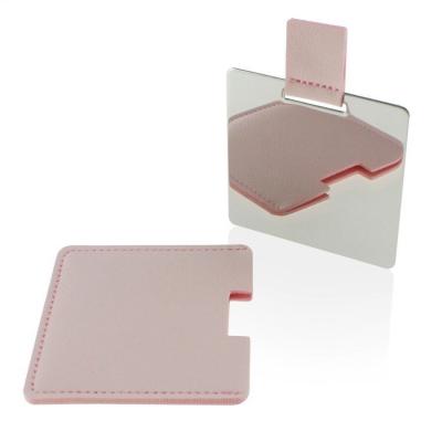 China Pocket Mirror Make Up Mini Portable Stainless Steel Handheld Beauty Makeup Mirror PU Cosmetic Leather Case Small Vanity Pocket Fashion for sale