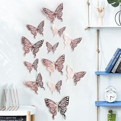 China 2021 New WALL STICKER 3D Hollow Paper Wall Sticker Wedding Party Decoration Background Butterflies Beautiful for sale