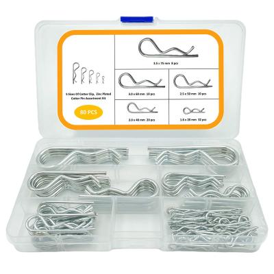 China Industrial Cotter Pins, Galvanized 30 Pcs Spring Clip Assortment Kit, Heavy Duty Cotter Hairpin for Snag Pin Lock for sale