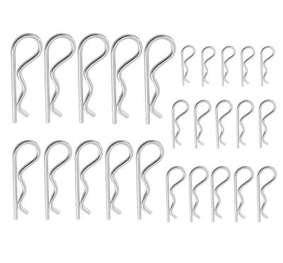 China Industrial 25 Pcs R Shaped Spring Cotter Pins Fastener Assortment Kit, Galvanized Steel Retention Hair Pin for Hitch Pin Lock System - 5 for sale