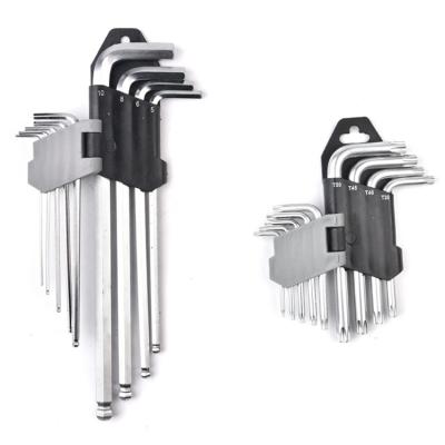 China 9PC Carbon Steel Repair DIY Tool Ball and Torx and Flat End Wrench Multifunctional Allen Key Hex Wrench Tool Kit for sale