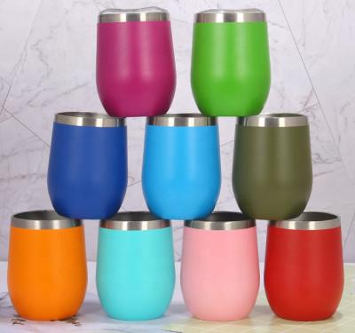 China PORTABLE Eggshell 350ml U Shaped Wine Cup Double Wall Vacuum Insulated With Cover 12oz SS304/316 Steel for sale