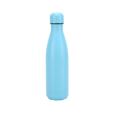 China 500ml Powder Coating Cola Bottle Blue Fitness Viable Insulated Stainless Steel Cola Shaped Water Bottle Gym Bottle for sale