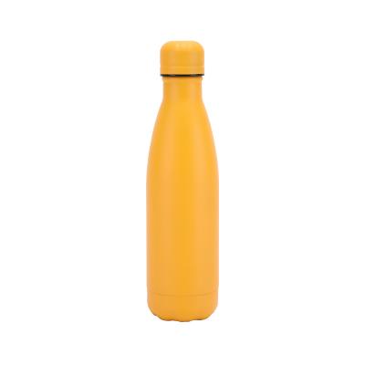 China Sustainable Yellow Powder Coating 500ml Cola Water Bottle Cycling Stainless Steel Cola Shaped Insulated Sport Water Bottle for sale