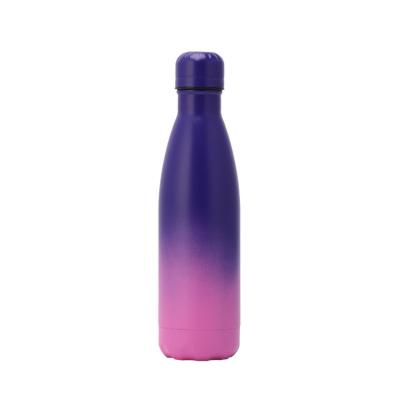 China 500ml Viable Gradient Powder Coating Purple Water Bottle Wholesale Insulated Stainless Steel Cola Shaped Water Bottle for sale