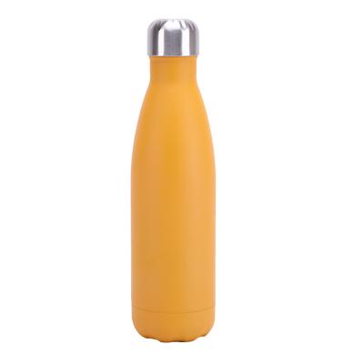 China 500ml Sustainable Powder Coating Water Bottle Wholesale Eco Stainless Steel Water Bottle Yellow Insulated Bicycle for sale