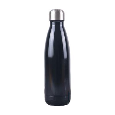 China Sustainable 500ml Cola Bottle Thermos Bottle Shiny Black Stainless Steel Bottle With Custom Logo for sale