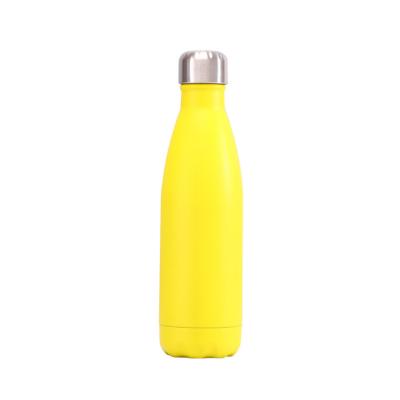 China Durable 500ml Cola Matte Yellow Water Bottle Double Wall Stainless Steel Vacuum Insulate Water Bottle Custom for sale