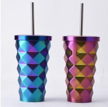 China 16oz Disposable Personalized 500ml Tumbler Coffee Mug Tumbler With Straw Vacuum Cup For Gift for sale