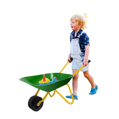 China Kids Play Wheelbarrow Mini Small Steel Metal Plastic Garden Yard Child Light Children Toy Wheel Barrow Play Wheelbarrow for sale