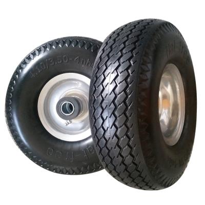 China Polyurethane Foam 10 Inch 4.10 3.50-4 PU Polyurethane Foam Puncture Proof Tire Flat Freewheel for sale