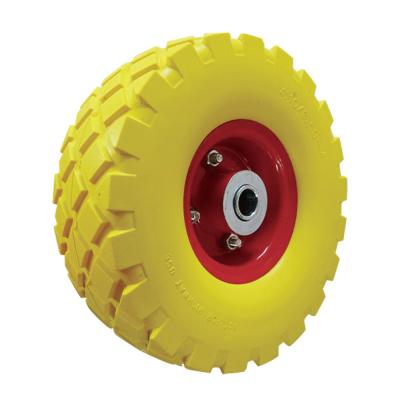 China 10 Inch Tire Hand Truck Trolley Wheels PU1010 Polyurethane Flat Freewheel 4.10/3.50-4 PU Heavy Duty Flat Freewheel 4.10/3.50-4 for sale