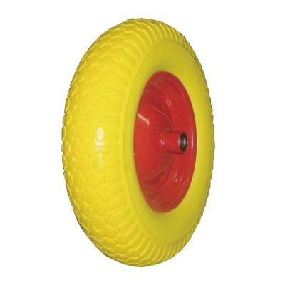 China Polyurethane Foam 16 Inch 4.00-8 Inch Lawn Mower PU Foam Puncture Proof Tire Trolley Wheelbarrow Flat Freewheel for sale