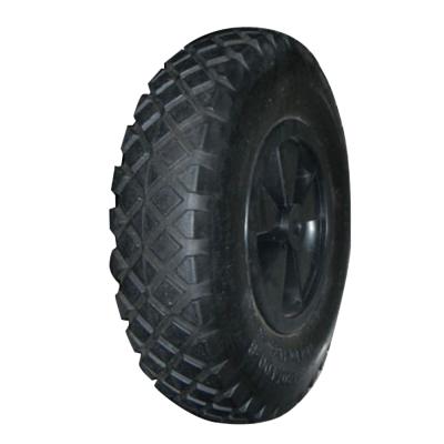 China Polyurethane Foam 16 Inch 4.00-8 Inch Lawn Mower PU Foam Puncture Proof Tire Tire Trolley Wheelbarrow Flat Freewheel for sale