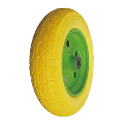 China Polyurethane Foam 16 Inch 3.25-8 3.50-8 4.00-8 Inch Lawn Mower PU Foam Puncture Proof Tire Trolley Wheelbarrow Flat Freewheel for sale