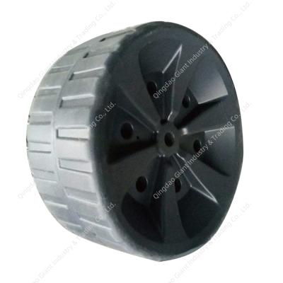 China 10 Inch 10x4 Plastic Wheels PE Plastic Wheels For Motor Folding Garden Tool Cart Beach Lawn Mower Pull Golf Cart Utility Spreader for sale