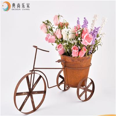 China Metal Elegant Style Vintage Bicycle Metal Planters Garden Flower Pot for sale