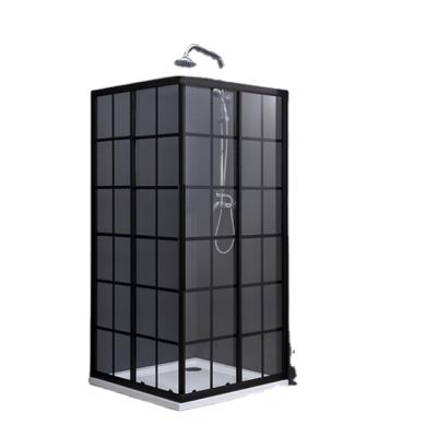 China 2021 Modern Black Square Sliding Door Tempered Glass Shower Enclosure Modern Shower Rooms for sale