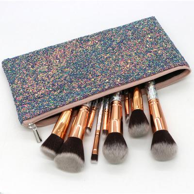 China Wholesale10pcs Professional Flat Brush Marble Beauty Makeup Set Brush With Bag Private Label Makeup Cosmetic Brush for sale