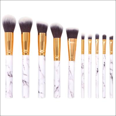 China High Quality Natural Hair Private Label Makeup Marble Cosmetic Set Brush Flat Brush Factory Price Professionals 10Pcs for sale