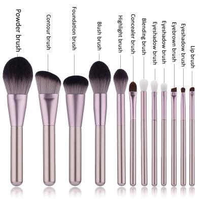 China Flat Brush Factory Directly Package 12pcs Natural Private Label Vegan Makeup Cosmetic Set Professional Brush Tools for sale