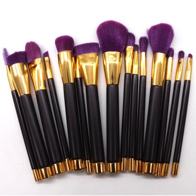 China Flat brush private label 15 pieces of cheap vegan facial makeup maid brush set for sale