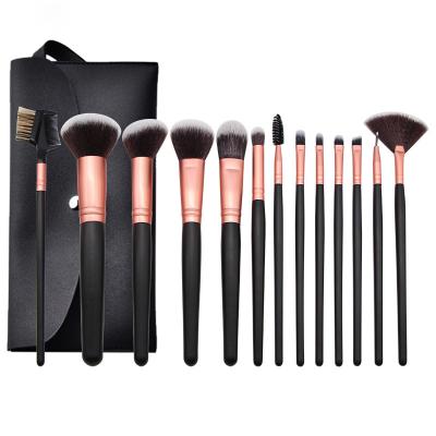 China Wholesale New Arrival 13pcs Flat Brush Black Private Label Cosmetic Makeup Brush Set for sale