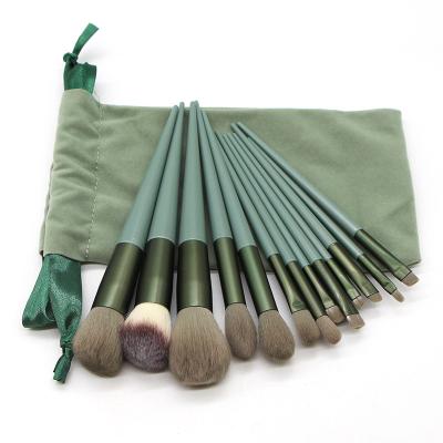 China Professional Private Label 13 Pcs Flat Brush Cyan Color Makeup Makeup Set Brush Cosmetic Kit with Soft Bag for sale