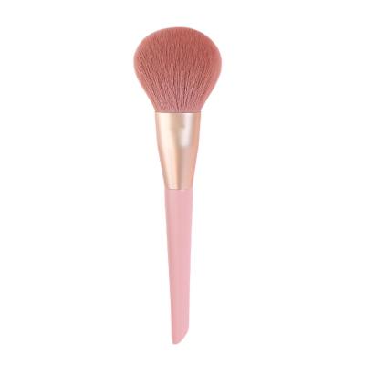 China Flat Brush Factory Price Professional Single Handle Pink Wooden Handle Face Makeup Brush for sale