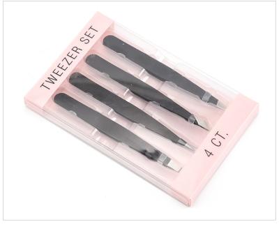 China Pink Eyebrow Tweezers Powder Coated Curved Shaped Private Label Design Beauty Tweezers for sale