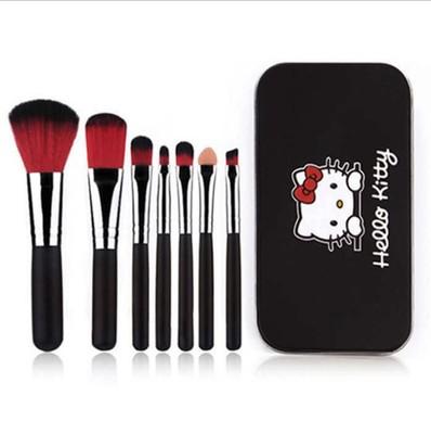 China Angular Blush Hot Pink 7pcs Multifunctional Hello Kitty Kabuki Beauty Makeup Cheap Cute Brush Set for sale