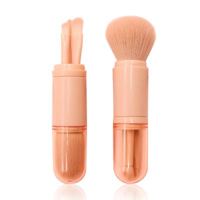 China Hot Selling Portable Telescopic Flat Brush Makeup Brush Four In One Retractable Double Brushes Cosmetics Beauty Tool for sale