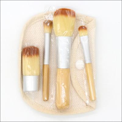 China 10pcs Wholesale Cosmetics Makeup Brush Bamboo Handle Eyeshadow Flat Brush Makeup Brush With Burlap Packing for sale